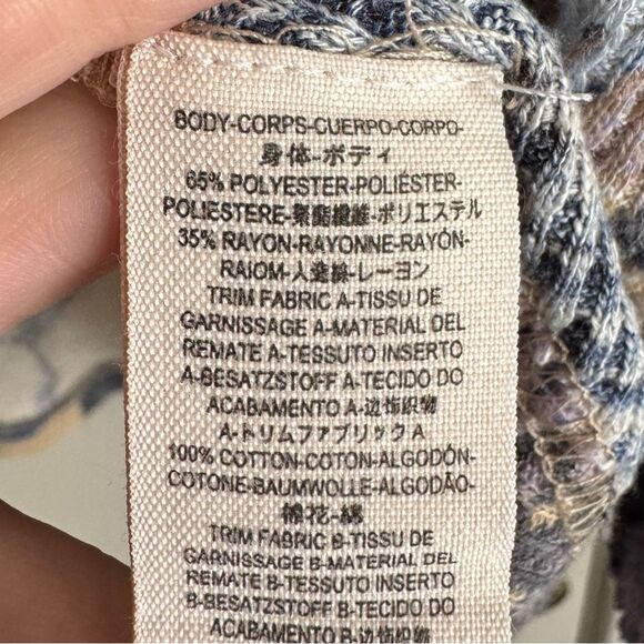 Free People Flower Patch Thermal Top Blue Roses Cream Floral Sweater Blouse - Picture 5 of 8